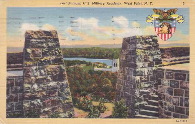 Fort Putnam at US Military Academy - West Point NY, New York - pm 1942 - Linen