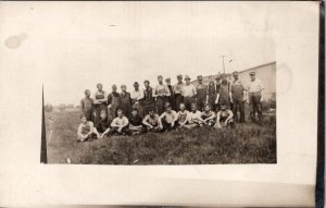 RPPC Occupational Men Railroad Workers Construction Farmers c1907 Postcard X2