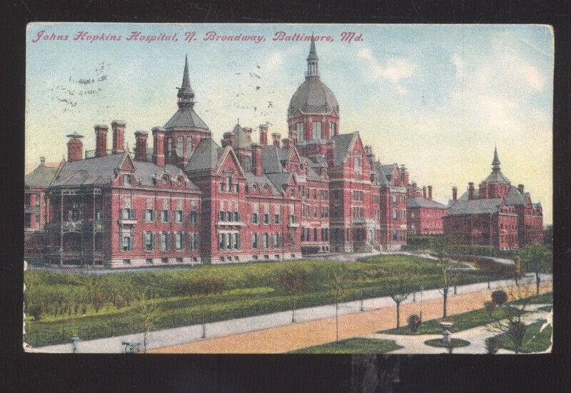 BALTIMORE MARYLAND JOHNS HOPKINS HOSPITAL VINTAGE POSTCARD LINCOLNVILLE ME