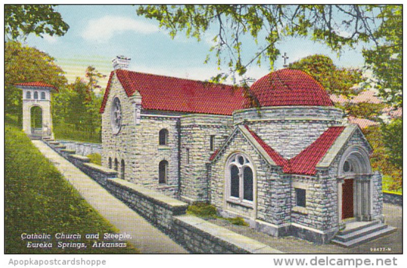 Arkansas Eureka Springs Catholic Church and Steeple Curteich