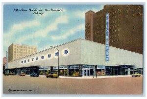 c1940's New Greyhound Bus Terminal Cars Drug Store Chicago Illinois IL Postcard