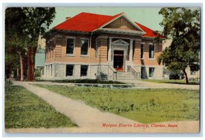 c1950's Morgan Everts Library Building Entrance Stairs Clarion Iowa IA Postcard