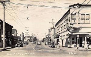 Crescent City CA Store Fronts Movie Theatre Pontiac Dealership Cars RP Postcard