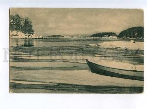 214062 FINLAND Ylivieska winter boat Vintage postcard