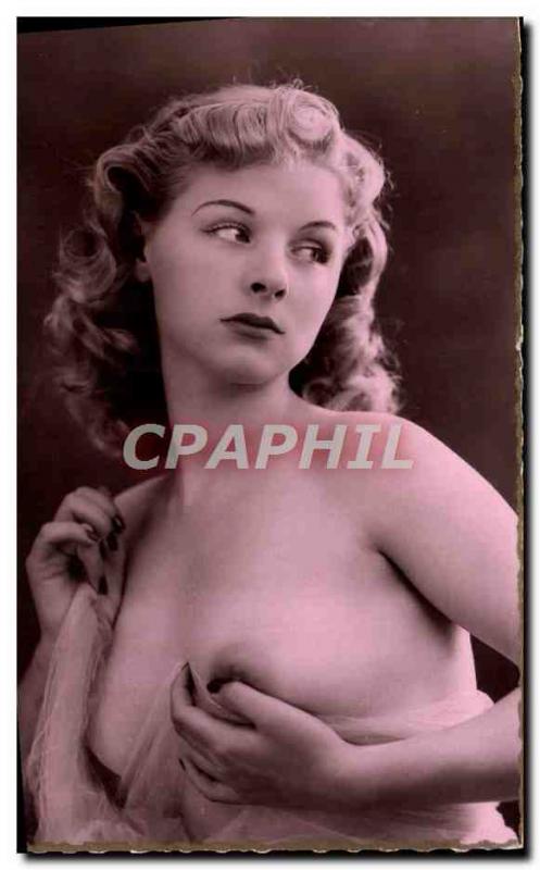 Postcard Old erotic Nude Woman