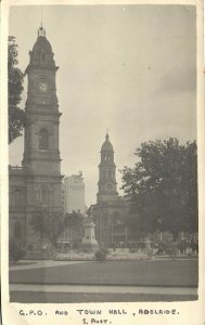 australia, SA, ADELAIDE, General Post Office and Town Hall (1950) RPPC Postcard