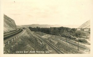 Postcard RPPC Photo Washington Yakima Union Gap Railroad 1940s 23-57