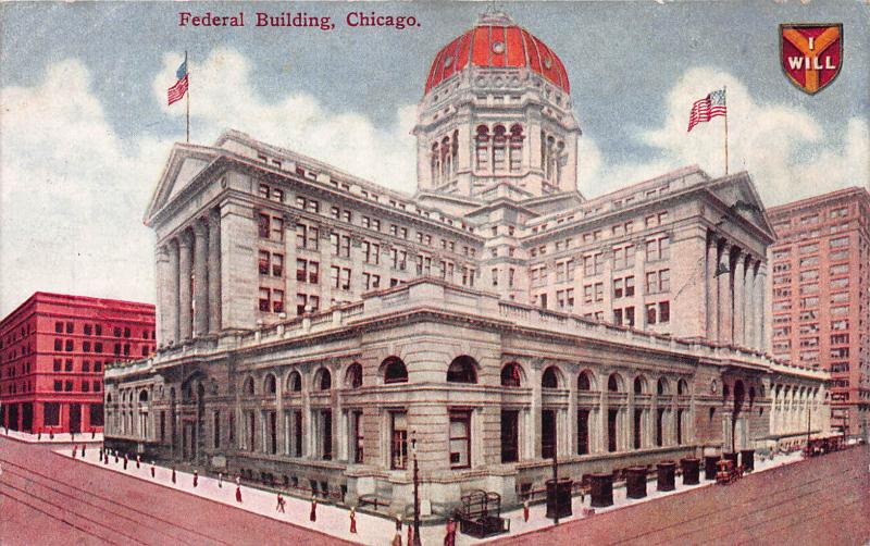 Federal Building, Chicago, Illinois, Early Postcard, Used in 1910