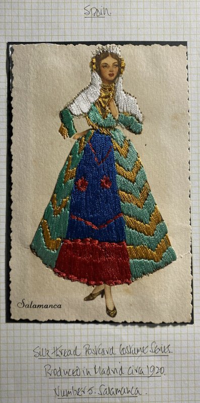 Mint Spain Silk Thread Postcard Costume Series Salamanca