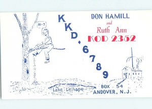 Pre-1980 RADIO CARD - CB HAM OR QSL Andover New Jersey NJ AH0540