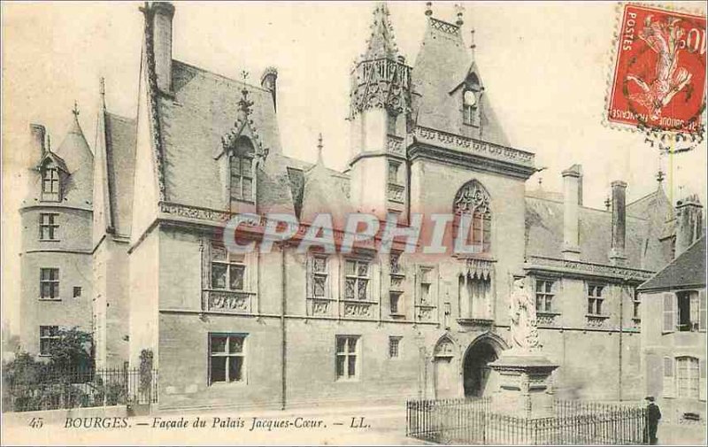 Old Postcard Bourges Facade of the Palace Jacques Coeur