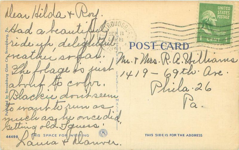 Indian Profile Rock Delaware Water Gap Linen Postcard Postmarked 1951