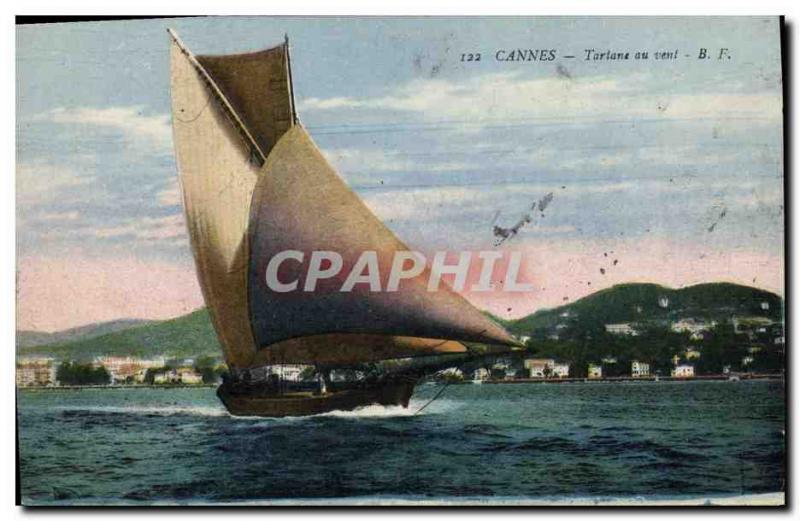 Postcard Old Fishing Boat Cannes Tartary wind