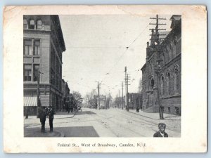 c1907 Camden New Jersey NJ Vintage Postcard Federal St. West Broadway Railway