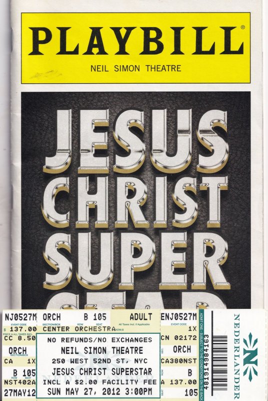 Jesus Christ Superstar Josh Young Neil Simon Theatre Playbill Programme & ROW...