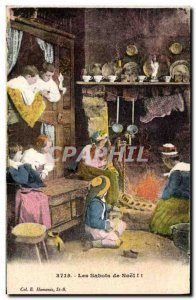 Old Postcard Folklore Children's Christmas shoes