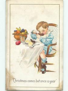 Divided-Back KIDS AT CHRISTMAS SCENE Great Postcard W8415