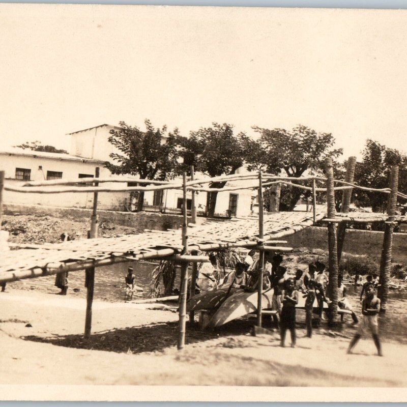 c1900s East Asia Bamboo Bridge RPPC Indonesia Philippines Tropical Ethnic A187