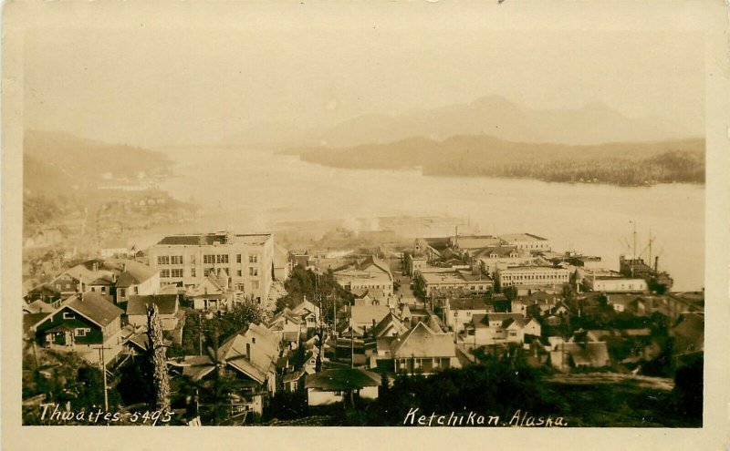 RPPC Postcard; Town View of Ketchikan AK from the Hills above, Thwaites 5495