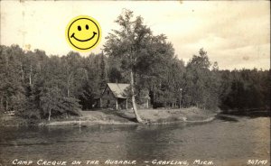 Grayling Michigan MI Camp Creque on Ausable Real Photo Vintage Postcard