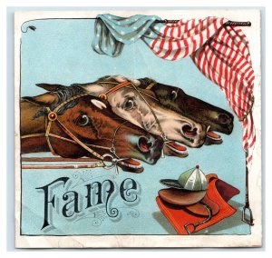 1870s-80s Fame Horse Race Winner Tobacco Cigar Box Label Vintage Original 7H