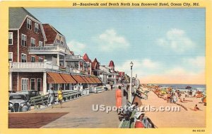 Boardwalk & Beach, Roosevelt Hotel in Ocean City, Maryland