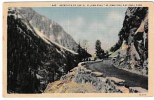 Approach To Top Of Sylvan Pass, Yellowstone National Park, Linen Postcard