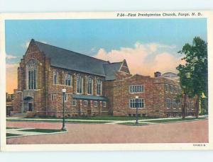 Unused Linen CHURCH SCENE Fargo North Dakota ND A8066