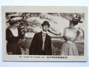 Comic FIST PUNCH Infidelity Romance IF I CATCH YOU WANDERING! c1909 RP Postcard