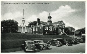 Vintage Postcard 1920's Congregational Church and City Hall Ellsworth Maine ME