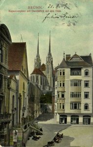 czech, BRNO BRÜNN, Capuchin Square with View on the Cathedral (1909) Postcard