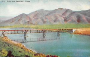 Huntington Oregon Bridge Birdseye View Antique Postcard K77409