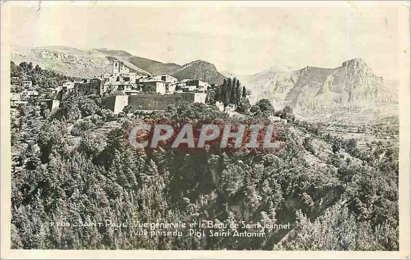 Postcard Moderne Saint Paul Vue Generale and Baou of Saint Jeannet