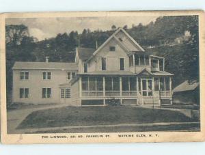 1931 card THE LINWOOD HOTEL ON FRANKLIN STREET Watkins Glen New York NY HM8595