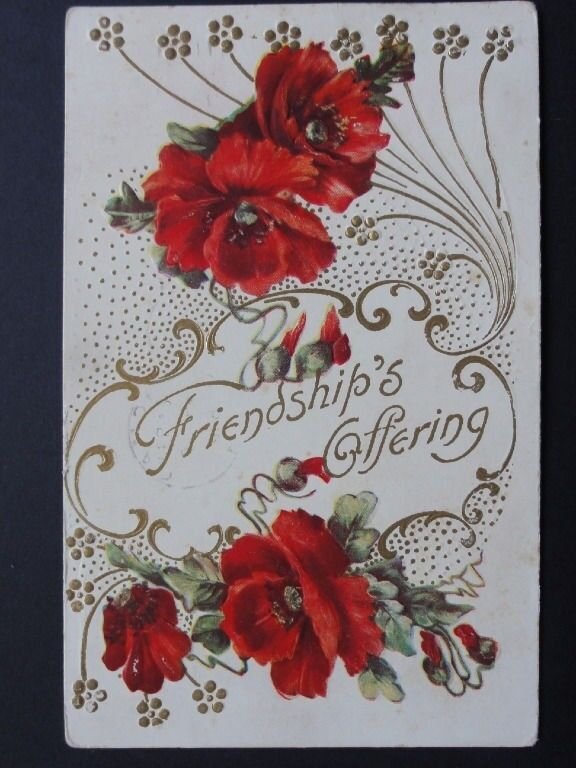 Poppy Postcard: POPPY Friendship's Offering' c1908 - Inc Donation to R.B.L.