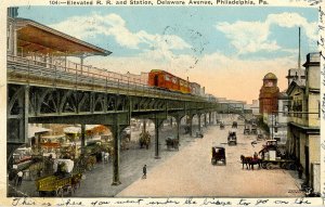 PA - Philadelphia. Elevated Railroad & Station, Delaware Ave.