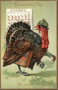 Tuck Comic Thanksgiving Turkey with Deerstalker Hat c1910 Postcard