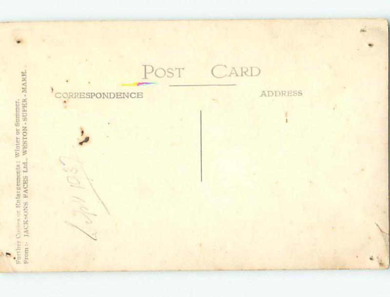 c1910 RPPC - FASHION - WOMAN WITH PURSE & UMBRELLA IN WESTON-SUPER-MARE UK j6180