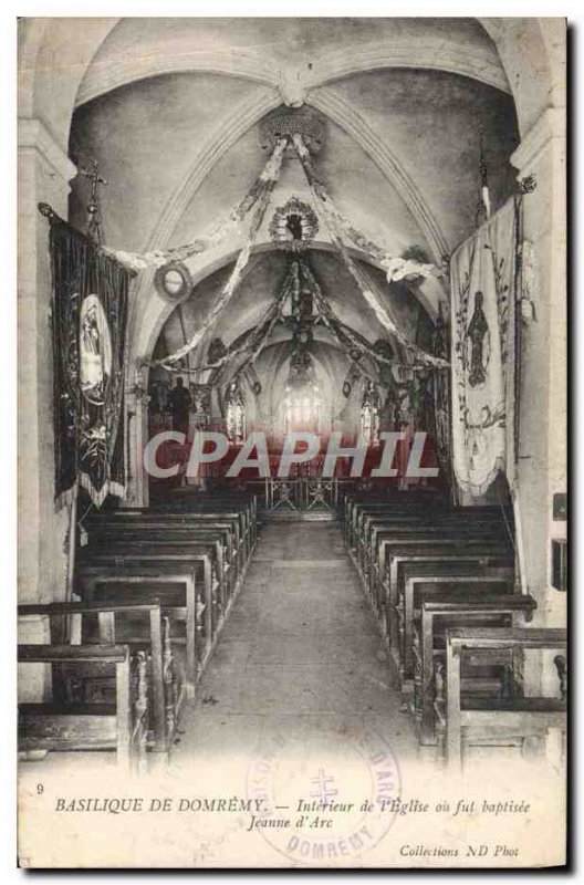 Old Postcard Basilica of Domremy Interior of & # 39Eglise or was baptized Jea...