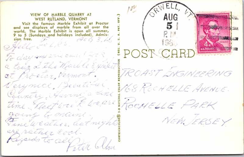 Postcard TOURIST ATTRACTION SCENE Rutland Vermont VT AM4710