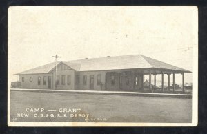 ROCKFORD ILLINOIS CAMP GRANT RAILROAD DEPOT TRAIN STATION VINTAGE POSTCARD