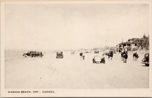 Wasaga Beach Ontario Horses Unused Itaglio Gravure Postcard F36