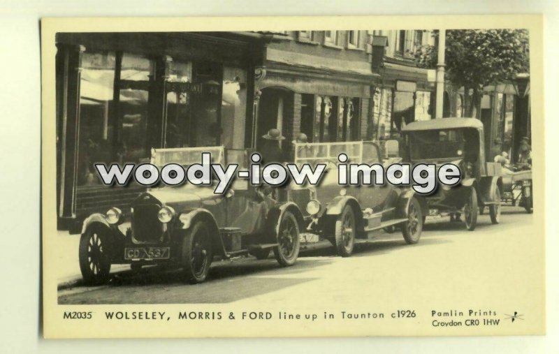 pp1743 - Early Motor Cars - Wolseley , Morris & Ford @ Taunton - Pamlin postcard