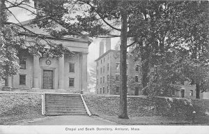 AMHERST MASSACHUSETTS~CHAPEL & SOUTH DORMITORY~DEUEL DRUG STORE PHOTO POSTCARD