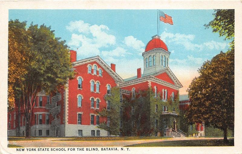 Batavia New York~New York State School for Blind~Flag on Domed Roof~1920s Pc