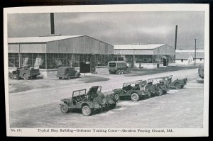 Vintage Postcard 1941 Shop Building Aberdeen Proving Ground, MD (REAL PHOTO)