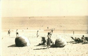 Pompano Beach Florida Day at the beach Camera 1940s RPPC Photo Postcard 22-1054