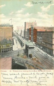 Illinois Chicago Wabash Avenue Van Buren Elevated Railroad Postcard 22-7034