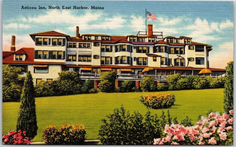 1953 Asticou Inn Northeast Harbor Maine ME Landscape Grounds Posted Postcard