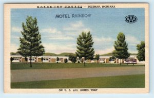 BOZEMAN, MT Montana~MOTEL RAINBOW c1950s Roadside Gallatin County Linen Postcard